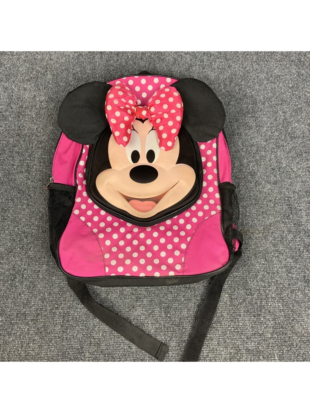 Disney Fast Forward Minnie Mouse 3D Zippered 16" Backpack Bag Pink Sparkle